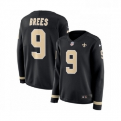 Womens Nike New Orleans Saints 9 Drew Brees Limited Black Therma Long Sleeve NFL Jersey Womens Nike New Orleans Saints 9 Drew Brees Limited Black Therma Long Sleeve NFL Jersey