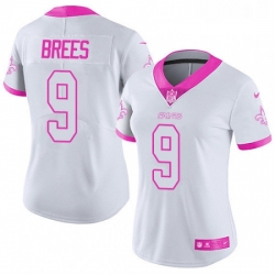 Womens Nike New Orleans Saints 9 Drew Brees Limited WhitePink Rush Fashion NFL Jersey Womens Nike New Orleans Saints 9 Drew Brees Limited WhitePink Rush Fashion NFL Jersey