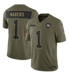 Men New York Giants 1 Malik Nabers Olive 2025 Salute to Service Limited Stitched Football Jersey Men New York Giants 1 Malik Nabers Olive 2025 Salute to Service Limited Stitched Football Jersey