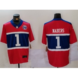 Men New York Giants 1 Malik Nabers Red 2024 F U S E  With Patch Vapor Untouchable Limited Stitched Jersey