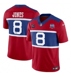 Men New York Giants 8 Daniel Jones Red 2024 F U S E  Alternate With 4 Star C Patch 100TH Season Patch Vapor Untouchable Limited Stitched Jersey