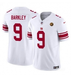 Men New York Giants 9 Matt Barkley White 2023 F U S E  With John Madden Patch Vapor Limited Stitched Football Jersey