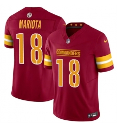 Men Washington Commanders 18 Marcus Mariota Burgundy 2024 F U S E Vapor Limited Stitched Football Jersey