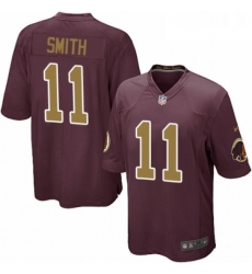 Mens Nike Washington Redskins 11 Alex Smith Game Burgundy RedGold Number Alternate 80TH Anniversary NFL Jersey