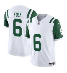 Men New York Jets 6 Nick Folk White 2025 F U S E  Classic Alternate Vapor Untouchable Limited Stitched Jersey Men New York Jets 6 Nick Folk White 2025 F U S E  Classic Alternate Vapor Untouchable Limited Stitched Jersey