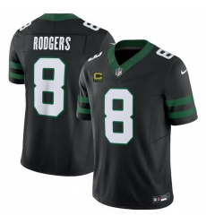 Men New York Jets 8 Aaron Rodgers Black 2024 F U S E  With 4 Star C Patch Vapor Limited Stitched Jersey