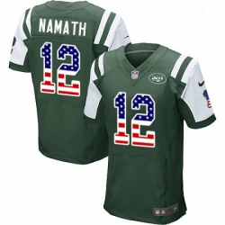 Mens Nike New York Jets 12 Joe Namath Elite Green Home USA Flag Fashion NFL Jersey Mens Nike New York Jets 12 Joe Namath Elite Green Home USA Flag Fashion NFL Jersey