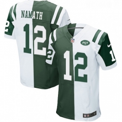Mens Nike New York Jets 12 Joe Namath Elite GreenWhite Split Fashion NFL Jersey Mens Nike New York Jets 12 Joe Namath Elite GreenWhite Split Fashion NFL Jersey