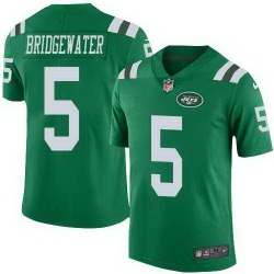 Nike Jets 5 Teddy Bridgewater Green Color Rush Limited Jersey Nike Jets 5 Teddy Bridgewater Green Color Rush Limited Jersey