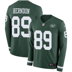 Nike Jets #89 Chris Herndon Green Team Color Men Stitched NFL Limited Therma Long Sleeve Jersey Nike Jets #89 Chris Herndon Green Team Color Men Stitched NFL Limited Therma Long Sleeve Jersey
