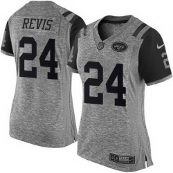 Nike Jets #24 Darrelle Revis Gray Womens Stitched NFL Limited Gridiron Gray Jersey Nike Jets #24 Darrelle Revis Gray Womens Stitched NFL Limited Gridiron Gray Jersey