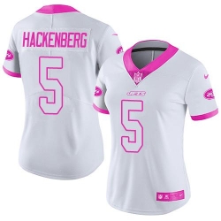 Nike Jets #5 Christian Hackenberg White Pink Womens Stitched NFL Limited Rush Fashion Jersey Nike Jets #5 Christian Hackenberg White Pink Womens Stitched NFL Limited Rush Fashion Jersey