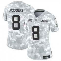 Women New York Jets 8 Aaron Rodgers 2024 F U S E Arctic Camo Salute To Service Limited Stitched Jersey