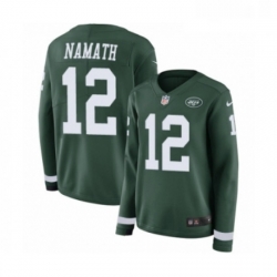Womens Nike New York Jets 12 Joe Namath Limited Green Therma Long Sleeve NFL Jersey Womens Nike New York Jets 12 Joe Namath Limited Green Therma Long Sleeve NFL Jersey