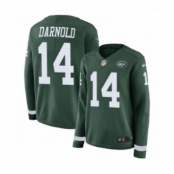 Womens Nike New York Jets 14 Sam Darnold Limited Green Therma Long Sleeve NFL Jersey Womens Nike New York Jets 14 Sam Darnold Limited Green Therma Long Sleeve NFL Jersey