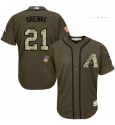 Mens Majestic Arizona Diamondbacks 21 Zack Greinke Replica Green Salute to Service MLB Jersey