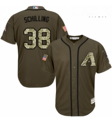 Mens Majestic Arizona Diamondbacks 38 Curt Schilling Authentic Green Salute to Service MLB Jersey