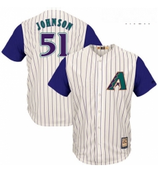 Mens Majestic Arizona Diamondbacks 51 Randy Johnson Replica Cream Cooperstown Throwback MLB Jersey