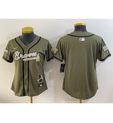 Women Atlanta Braves Blank Olive 2026 Armed Forces Day Stitched Baseball Jersey  