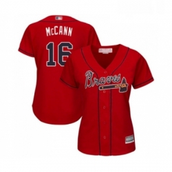 Womens Atlanta Braves 16 Brian McCann Replica Red Alternate Cool Base Baseball Jersey  Womens Atlanta Braves 16 Brian McCann Replica Red Alternate Cool Base Baseball Jersey