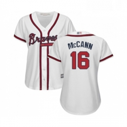 Womens Atlanta Braves 16 Brian McCann Replica White Home Cool Base Baseball Jersey  Womens Atlanta Braves 16 Brian McCann Replica White Home Cool Base Baseball Jersey