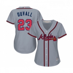 Womens Atlanta Braves 23 Adam Duvall Replica Grey Road Cool Base Baseball Jersey  Womens Atlanta Braves 23 Adam Duvall Replica Grey Road Cool Base Baseball Jersey