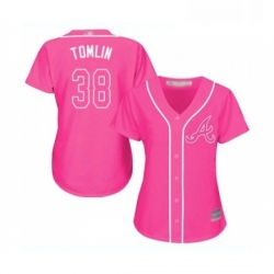 Womens Atlanta Braves 38 Josh Tomlin Replica Pink Fashion Cool Base Baseball Jersey  Womens Atlanta Braves 38 Josh Tomlin Replica Pink Fashion Cool Base Baseball Jersey