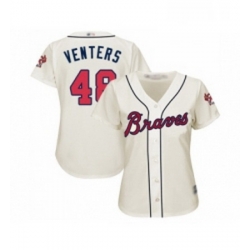Womens Atlanta Braves 48 Jonny Venters Replica Cream Alternate 2 Cool Base Baseball Jersey  Womens Atlanta Braves 48 Jonny Venters Replica Cream Alternate 2 Cool Base Baseball Jersey