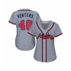Womens Atlanta Braves 48 Jonny Venters Replica Grey Road Cool Base Baseball Jersey  Womens Atlanta Braves 48 Jonny Venters Replica Grey Road Cool Base Baseball Jersey
