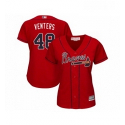Womens Atlanta Braves 48 Jonny Venters Replica Red Alternate Cool Base Baseball Jersey  Womens Atlanta Braves 48 Jonny Venters Replica Red Alternate Cool Base Baseball Jersey