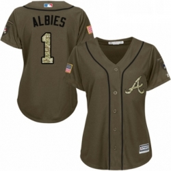 Womens Majestic Atlanta Braves 1 Ozzie Albies Authentic Green Salute to Service MLB Jersey  Womens Majestic Atlanta Braves 1 Ozzie Albies Authentic Green Salute to Service MLB Jersey