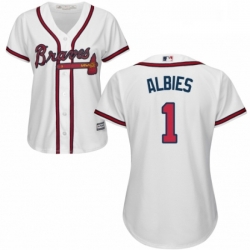 Womens Majestic Atlanta Braves 1 Ozzie Albies Authentic White Home Cool Base MLB Jersey  Womens Majestic Atlanta Braves 1 Ozzie Albies Authentic White Home Cool Base MLB Jersey