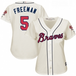 Womens Majestic Atlanta Braves 5 Freddie Freeman Authentic Cream Alternate 2 Cool Base MLB Jersey Womens Majestic Atlanta Braves 5 Freddie Freeman Authentic Cream Alternate 2 Cool Base MLB Jersey