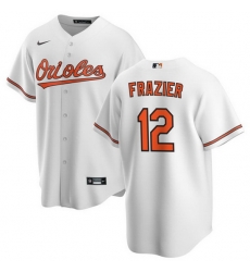 Men Baltimore Orioles 12 Adam Frazier White Cool Base Stitched Jersey