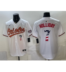 Men Baltimore Orioles 7 Jackson Holliday White USA 250 Fourth of July Home Stitched Baseball Jersey Men Baltimore Orioles 7 Jackson Holliday White USA 250 Fourth of July Home Stitched Baseball Jersey