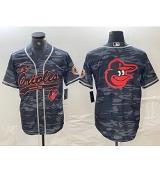 Men Baltimore Orioles Gray Team Big Logo Cool Base Stitched Jersey 8