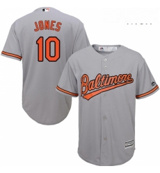 Mens Majestic Baltimore Orioles 10 Adam Jones Replica Grey Road Cool Base MLB Jersey