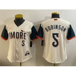 Women Baltimore Orioles  5 Brooks Robinson Natural 2026 City Connect Stadium Stitched Baseball Jersey