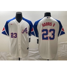 MLB Braves 23 Harris II White City Connect Cool Base Men Jersey