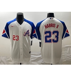 MLB Braves 23 Harris II White City Connect Nike Cool Base Men Jersey 8