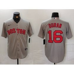 Men Boston Red Sox 16 Jarren Duran Grey Stitched Baseball Jersey