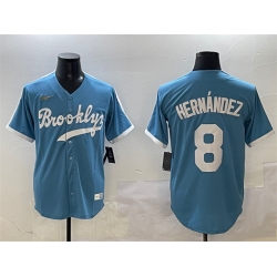 Men Brooklyn Dodgers 8 Enrique Hernandez Light Blue Stitched Baseball Jersey