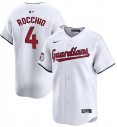 Men Cleveland Guardians 4 Brayan Rocchio White Cool Base Stitched Baseball Jersey