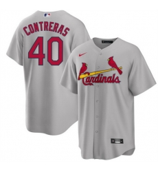 Men St  Louis Cardinals 40 Willson Contreras Grey Cool Base Stitched Jersey