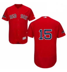 Mens Majestic Boston Red Sox 15 Dustin Pedroia Red Alternate Flex Base Authentic Collection 2018 World Series Jersey