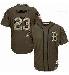 Mens Majestic Boston Red Sox 23 Blake Swihart Authentic Green Salute to Service 2018 World Series Champions MLB Jersey