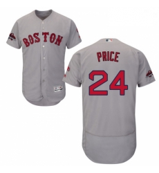 Mens Majestic Boston Red Sox 24 David Price Grey Road Flex Base Authentic Collection 2018 World Series Jersey