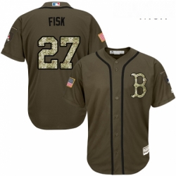 Mens Majestic Boston Red Sox 27 Carlton Fisk Authentic Green Salute to Service MLB Jersey Mens Majestic Boston Red Sox 27 Carlton Fisk Authentic Green Salute to Service MLB Jersey