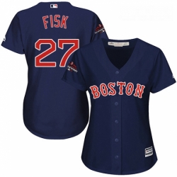 Womens Majestic Boston Red Sox 27 Carlton Fisk Authentic Navy Blue Alternate Road 2018 World Series Champions MLB Jersey Womens Majestic Boston Red Sox 27 Carlton Fisk Authentic Navy Blue Alternate Road 2018 World Series Champions MLB Jersey