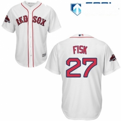 Womens Majestic Boston Red Sox 27 Carlton Fisk Authentic White Fashion 2018 World Series Champions MLB Jersey Womens Majestic Boston Red Sox 27 Carlton Fisk Authentic White Fashion 2018 World Series Champions MLB Jersey
